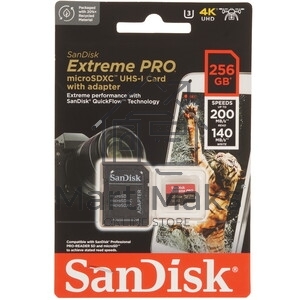 Флеш карта microSDXC 256GB SanDisk Extreme Class 10, UHS-I, W130, R 190 МБ/с