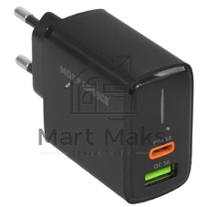 Сетевое зарядное устройство MORE CHOICE NC61a черный - 1USB+1USB-C 3.0A PD 20W+QC3.0 быстрая зарядка для Type-C