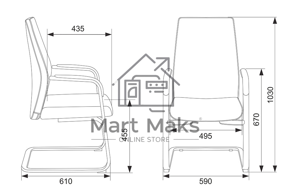 Кресло офисное Бюрократ JONS-LOW-V/BLACK на полозьях, черный, кожа