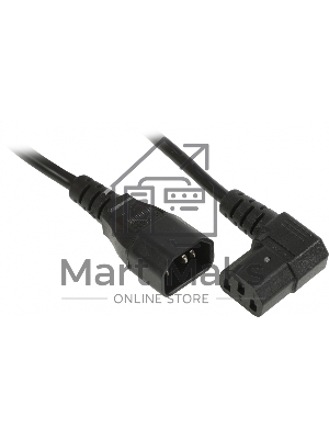 Кабель питания Hyperline PWC-IEC13A-IEC14-3.0-BK монитор-компьютер IEC 320 C13 (угловая) - IEC 320 C14 (3x1.0), 10A, прямая вилка, 3м, черный