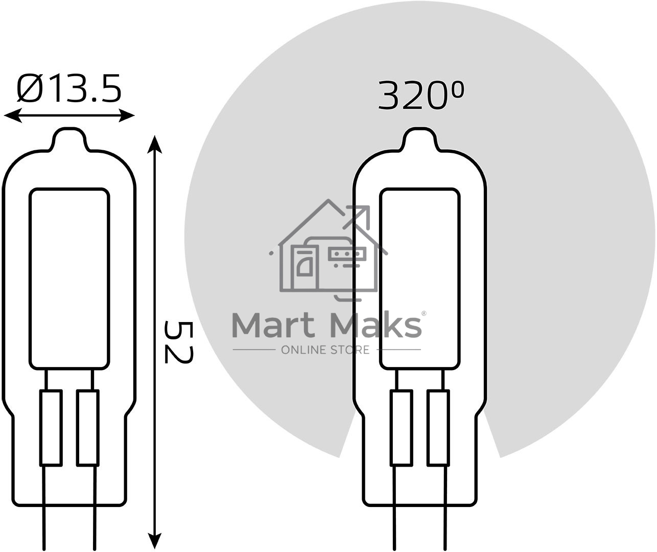 Лампа Gauss LED G4 AC220-240V 5.5W 3000K Glass 1/10/200