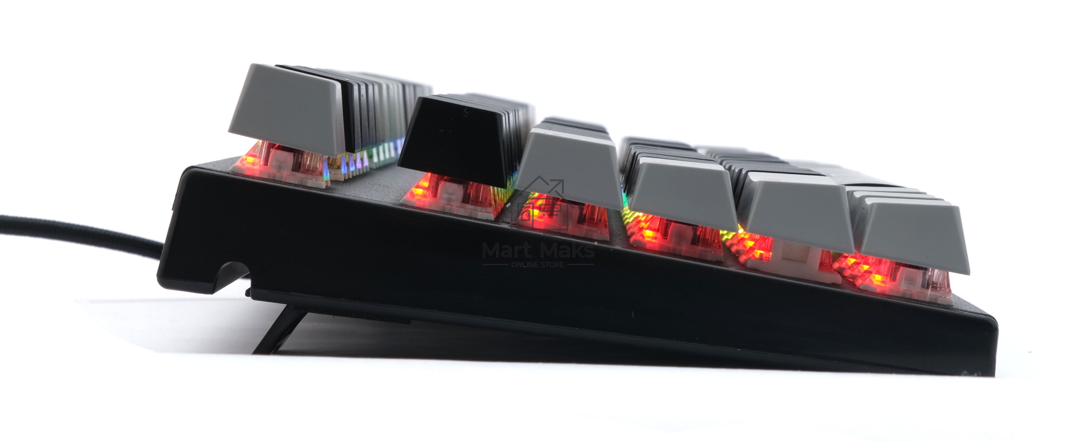 Проводная механическая клавиатура Gembird KB-G600-1, 87кл, Rainbow, коричн.свитчи, 1.8м, черная