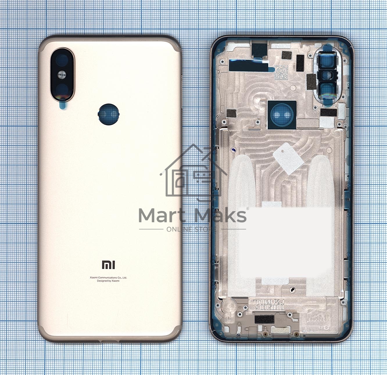 Задняя крышка для Xiaomi Mi 6X Mi A2  золотая