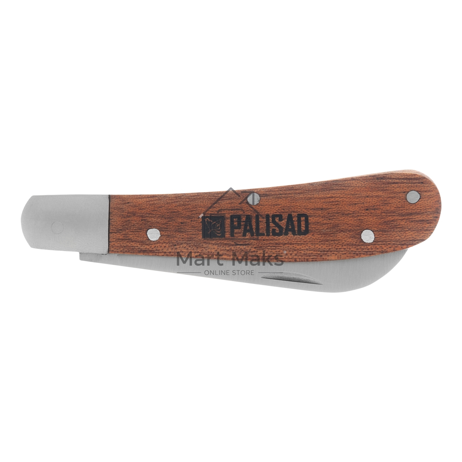 Нож садовый складной, прямое лезвие, 173 мм, деревянная рукоятка Palisad