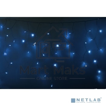 Гирлянда Neon-night Айсикл (бахрома) светодиодный, 2,4 х 0,6 м, прозрачный провод, 230 В, диоды синие, 88 LED