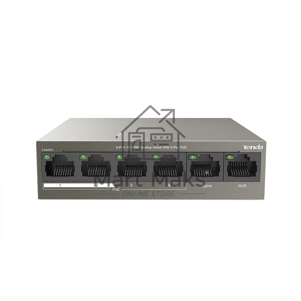 Коммутатор Tenda TEF1106P-4-63W 6PORT 100M 4POE