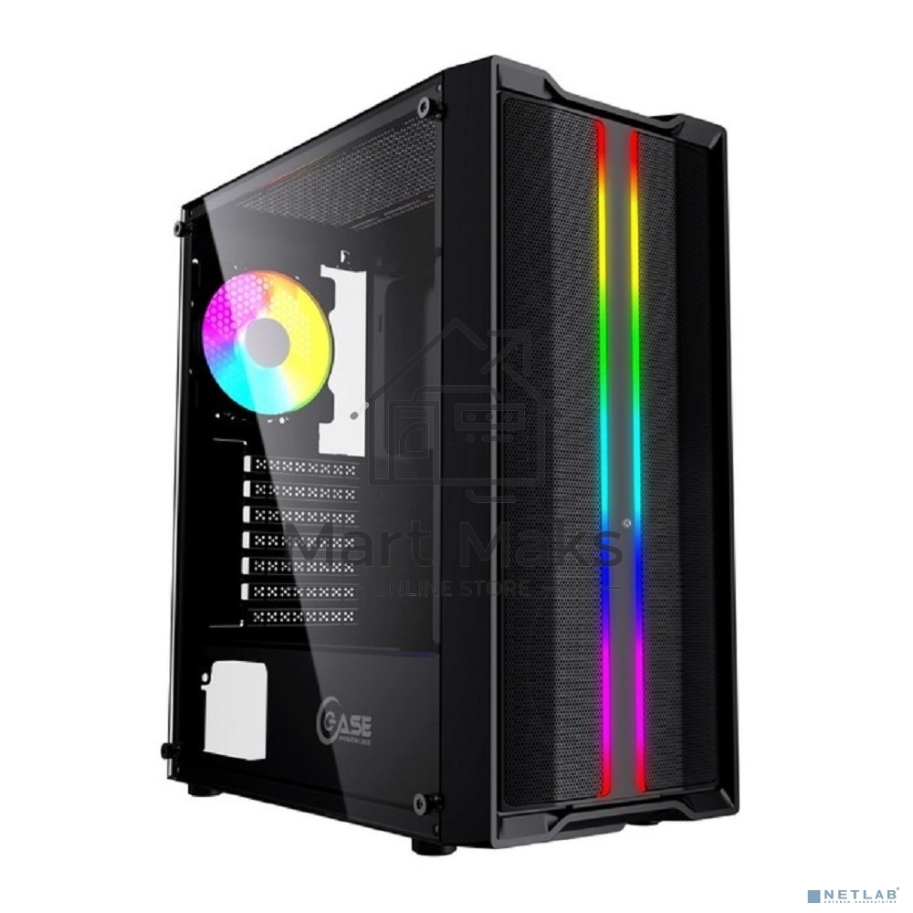 Компьютерный корпус Powercase Mistral Evo, Tempered Glass, 1x 120mm PWM ARGB fan + ARGB Strip + 3x 120mm PWM non LED fan, черный, ATX (CMIEB-F4S)