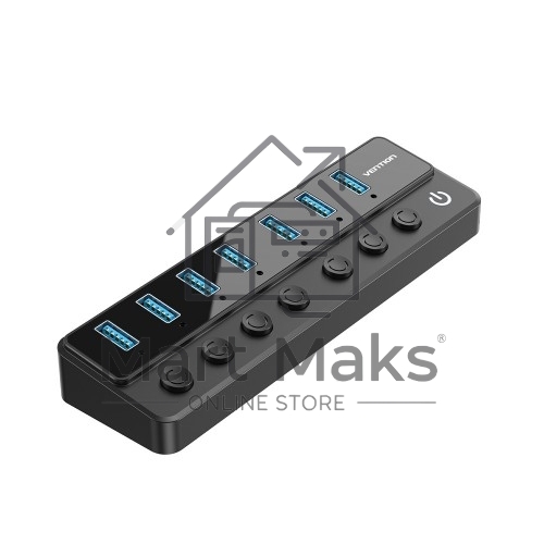 Концентратор Vention OTG USB 3.0 на 7 портов черный