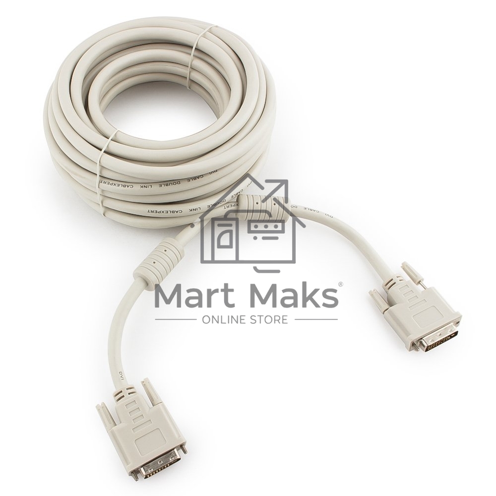 Кабель DVI-D dual link Gembird/Cablexpert CC-DVI2-10M, 25M/25M, 10м, экран, феррит.кольца, пакет