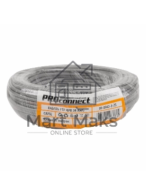 Кабель FTP PROconnect 4PR 24AWG, CCA, CAT5e, PVC, серый, бухта 25 м