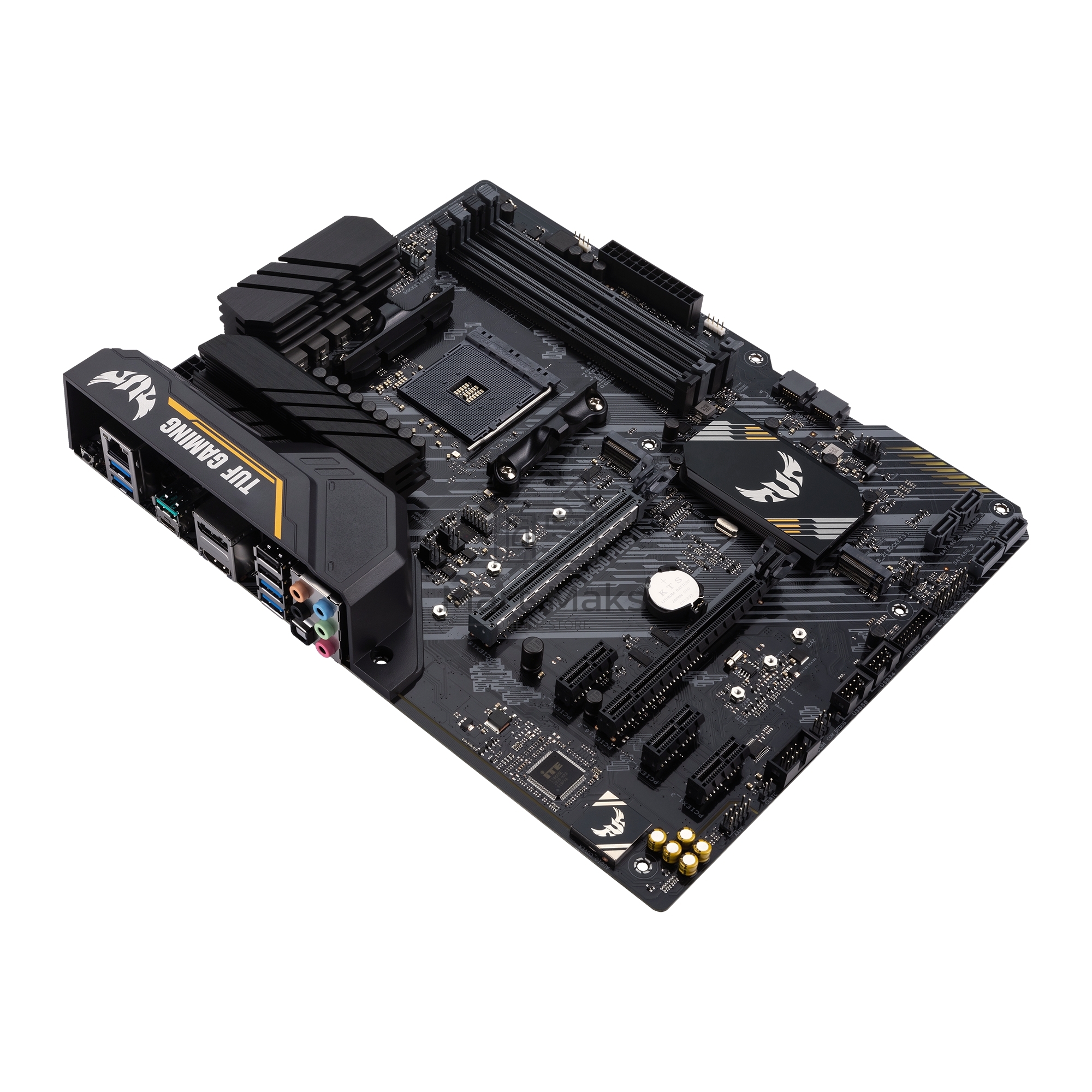 Материнская плата ASUS TUF GAMING B450-PLUS II, AM4, AMD B450, 4xDDR4, 6xSATA, 2xM.2, 1xPCI-E 3.0 x16, 1xPCI-E 2.0 x16, 3xPCI-E x1, 1xHDMI, 1xDP, 1x 1Gb LAN, 4xUSB 3.2 Gen 1, 1xUSB 3.2 Gen 2, 1xUSB-C 3.2 Gen 2, 5x3.5 мм, 7.1, ATX
