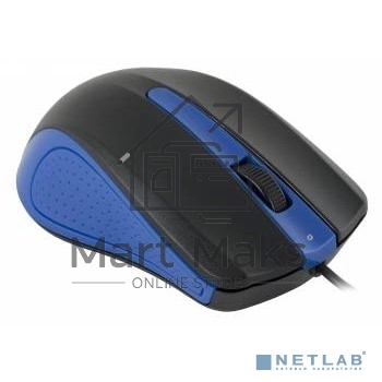 Мышь проводная Oklick 225M черный/синий, 1200 dpi, USB, кнопки - 3