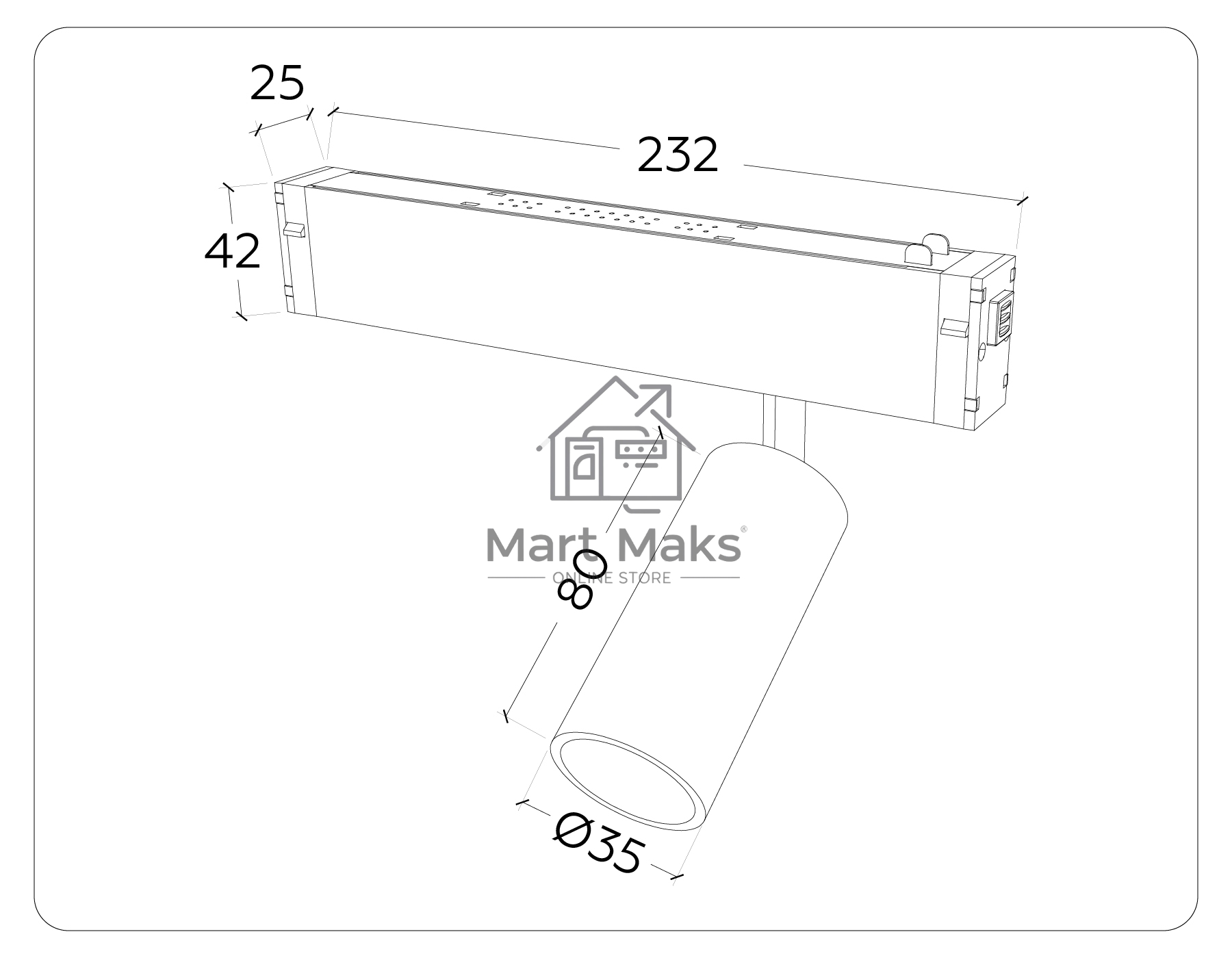 Управляемый светодиодный светильник для шинопровода Magnetic Ambrella light GL1203 GD золото IP20 7W 3000K-6400K 220V 36° D35*80 (Без ПДУ)