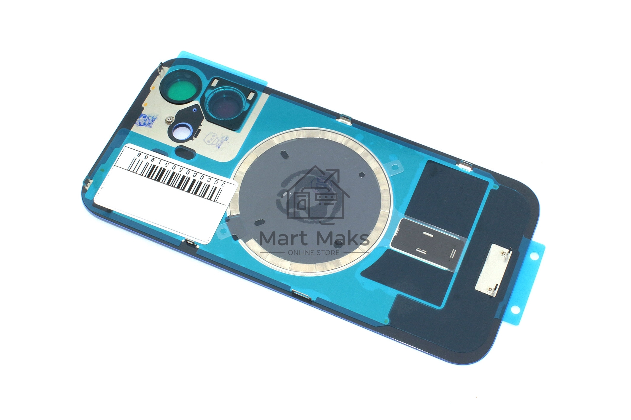 Задняя крышка (стекло) для iPhone 16 (A3287) в сборе со стеклом камеры голубая