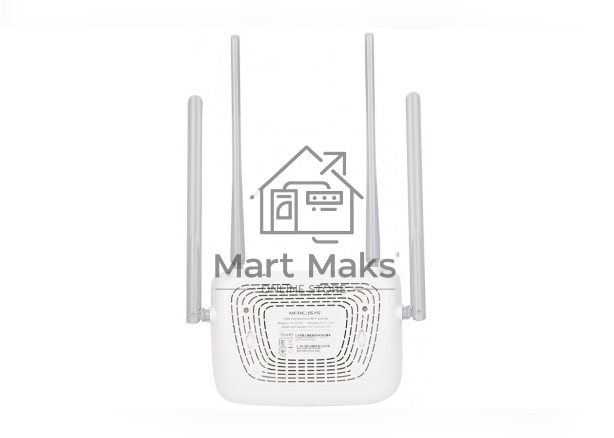 Беспроводный маршрутизатор Mercusys MW325R, 300Мбит/с,4 порта 100 Мбит/с, 4 фиксированных антенны