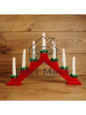 Горка новогодняя Neon-night 7 свечек корпус красн. свечение тепл. бел.