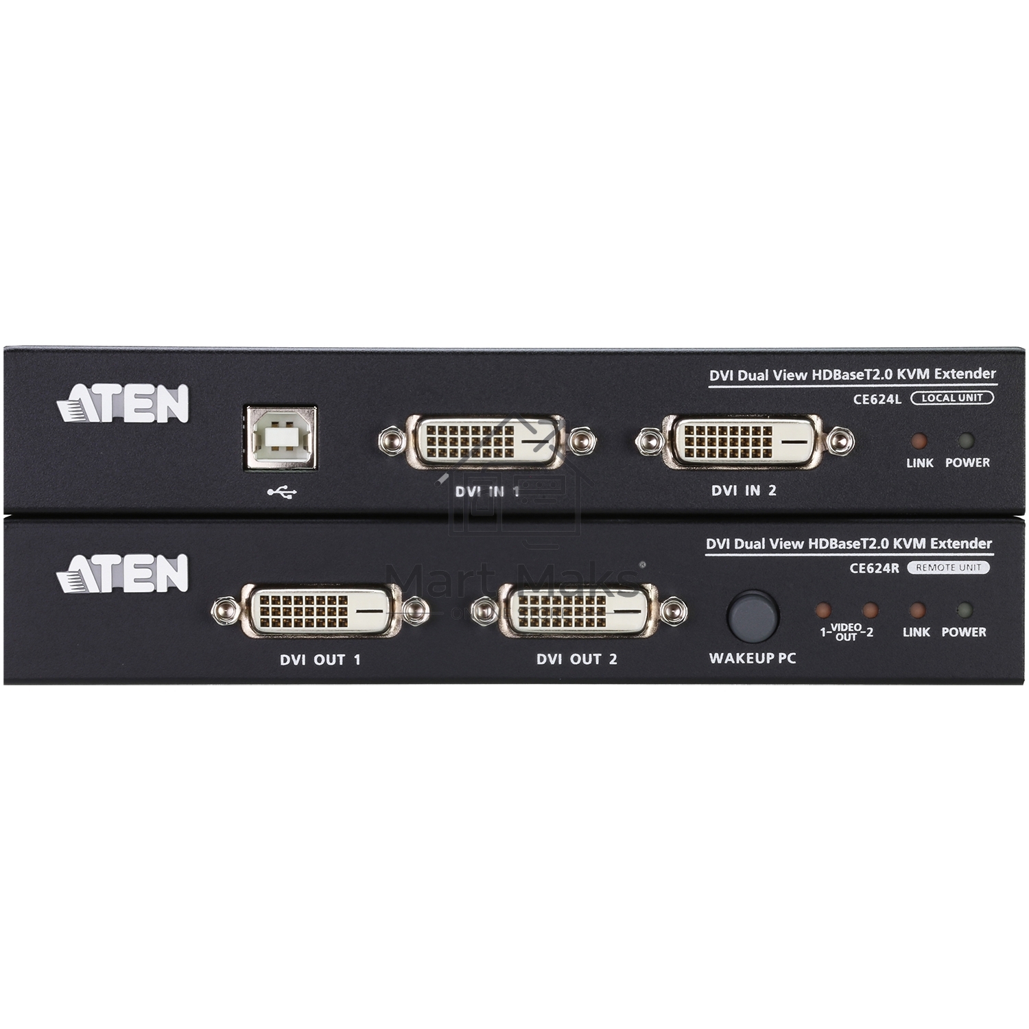 Удлинитель, KVM USB 2xDVI Single Link+AUDIO+RS232, 100 м., 1xUTP, макс.разр.1920х1200 60Hz 90м Cat5e;100м Cat6/6a /1080p 100м HDBaseT;1920x1200 150м cat6/6a LongReach HDBaseT, 2xDVI-D+2MINIJACK+DB9+USB B>3xUSB A, бп 220> 5V, ATEN CE624-AT-G