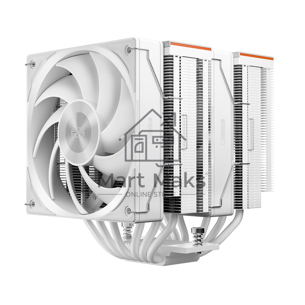 Кулер для процессора PCCooler RZ620 WH (260W, 4-pin PWM, 158mm, Al/Cu, 6x6mm, 2x120mm, 86.73CFM, 32dBA, 1800RPM, S: 1851/1700/1200/115X, AM5/AM4, белый)