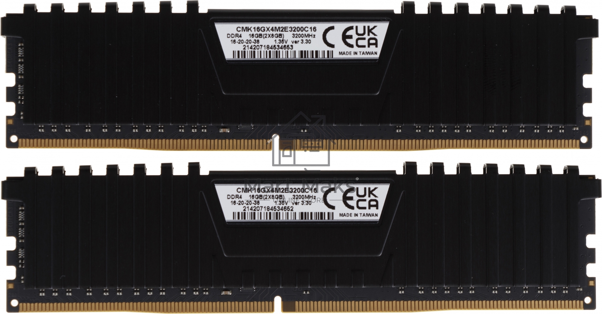 Оперативная память Corsair Vengeance LPX, DDR4, 16GB (2x8GB), 3200MHz, CL16, DIMM, с радиаторами, черный