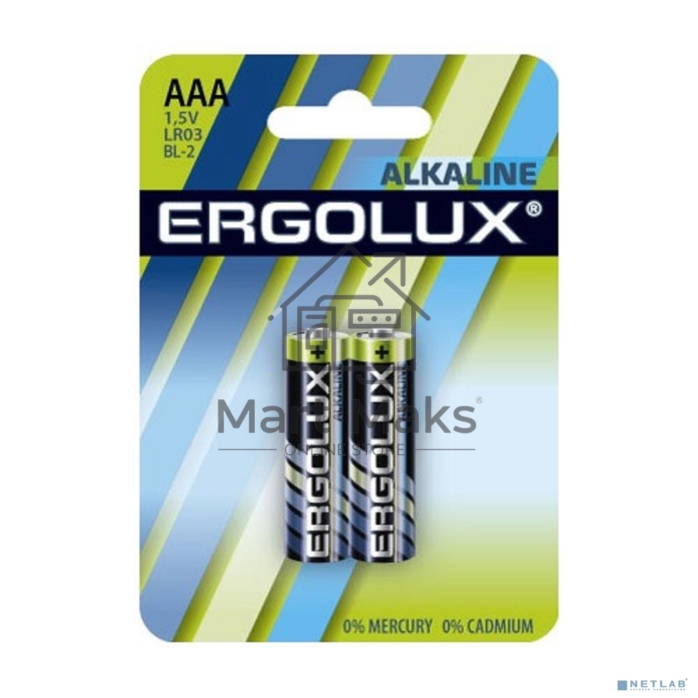 Элемент питания алкалиновый Ergolux LR03 BL-2 1.5В Alkaline (блист.2шт)