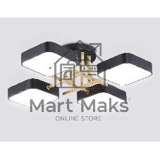 Люстра светодиодная на штанге Ambrella light FL516343/4 BK/GD черный/золото 72W 3000-6000K 550*550*150 (без ПДУ)
