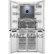 Холодильник Maunfeld MFF192NFPW01 Inverter белый трехкамерный 334/184л морозилка снизу, No Frost, Side by Side
