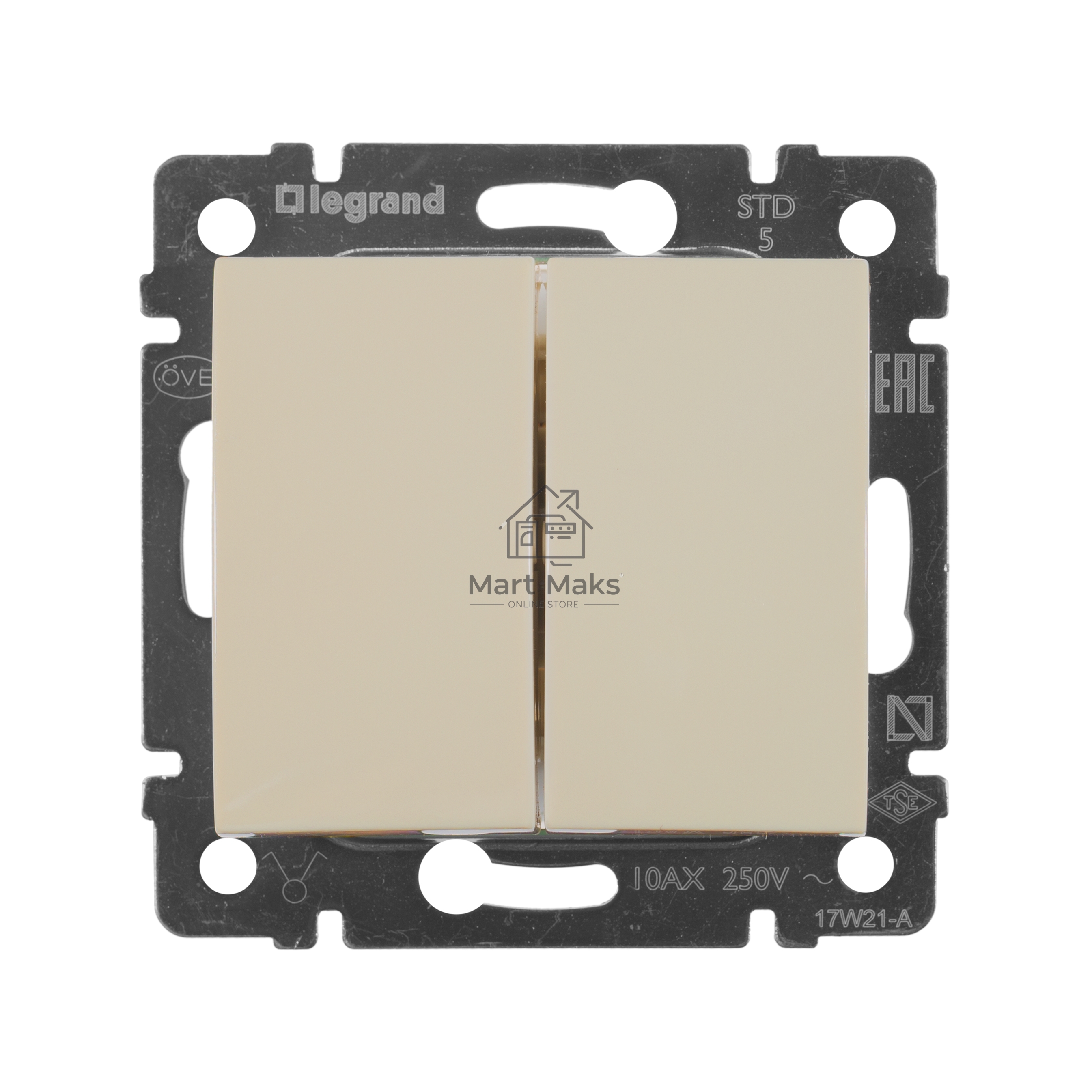 Электроустановочные изделия Legrand Legrand 774305 Выключатель Valena двухклавишный 10 AX(слоновая кость)