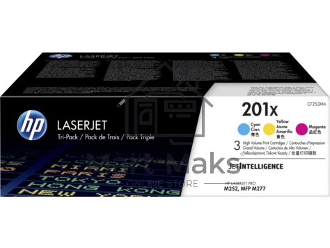 Картридж лазерный комплект HP 210X голубой/пурпурный/желтый (CF253XM) увеличенной емкости