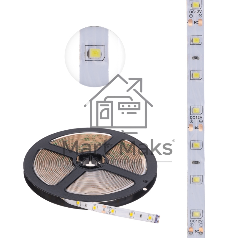 Лента LED 5 м 12 В 2835 2700 К IP65 60 LED/м для БП с клеммами LAMPER