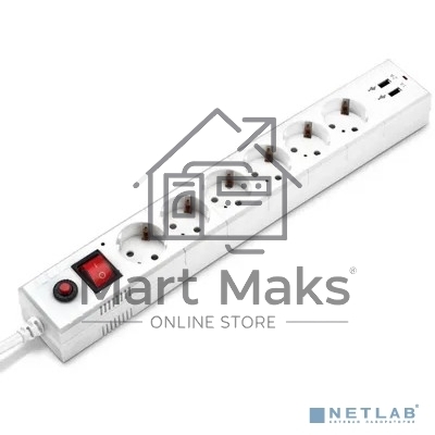 Сетевой фильтр Buro BU-SP1.8_USB_2A-W 1.8м (6 розеток) белый (коробка)