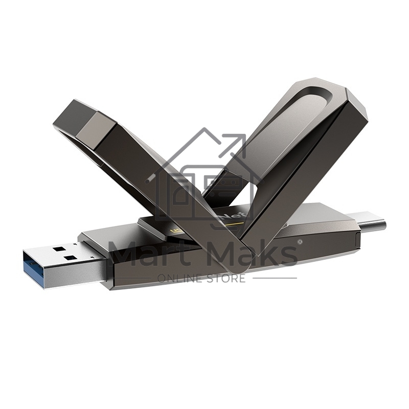 Флешка USB R/W Netac US5 256GB USB3.2+TypeC Solid State Flash Drive, up to 550MB/500MB/s