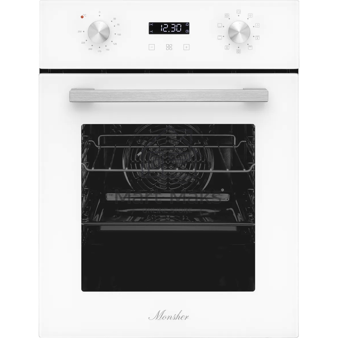 Электрический духовой шкаф Monsher MOE 4592 Blanc ширина 45 см, High-Tech, 50 л, гидролизная очистка, 9 режимов, белый