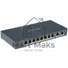 Коммутатор Hikvision DS-3E0310P-E/M, 8×100 Мбит/с PoE+ + 1×1 Гбит/с RJ45 + 1×1 Гбит/с Combo, неуправляемый