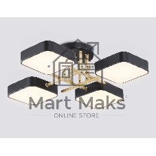 Люстра светодиодная на штанге Ambrella light FL516343/4 BK/GD черный/золото 72W 3000-6000K 550*550*150 (без ПДУ)