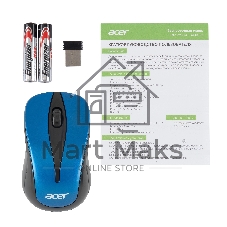 Мышь беспроводная Acer OMR132 синий/черный, 1000 dpi, радиоканал, USB, кнопки - 3