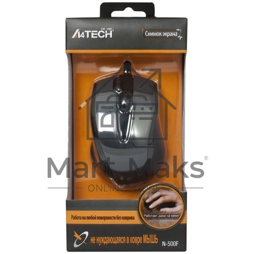 Мышь проводная A4Tech N-500F серый глянец/черный, 1200 dpi, USB, кнопки - 4