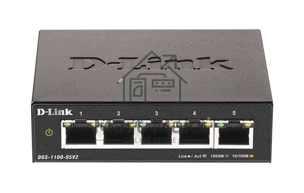 Коммутатор D-Link DGS-1100-05V2/A1A, L2 Smart Switch with 5 10/100/1000Base-T ports.8K Mac address, 802.3x Flow Control, Port Trunking, Port Mirroring, IGMP Snooping, 32 of 802.1Q VLAN, VID range 1-4094, Loopba