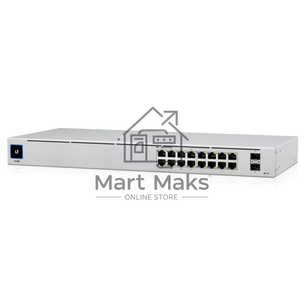 Коммутатор Ubiquiti UniFi USW-16-POE 2SFP 8PoE+ 42W управляемый