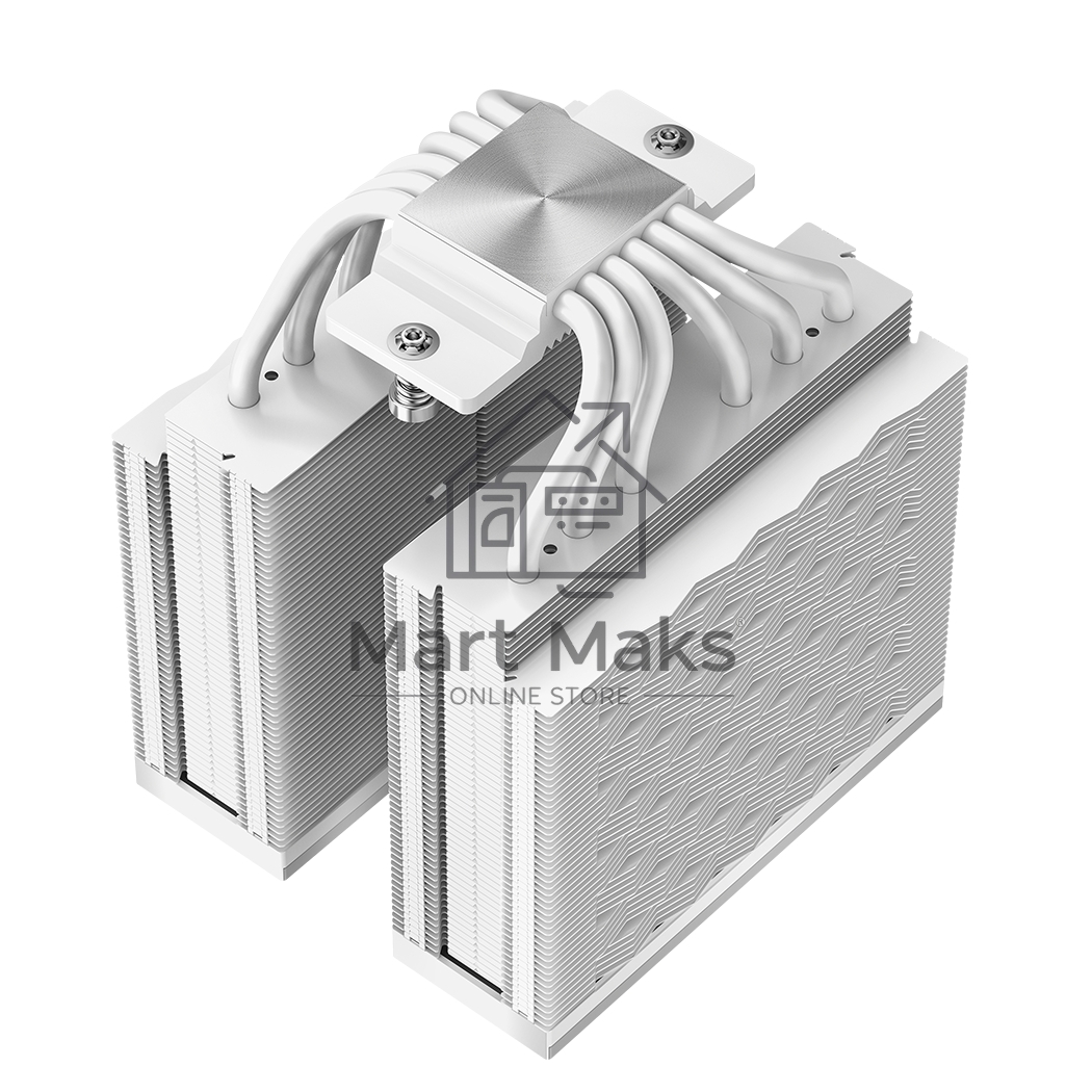 Кулер для процессора PCCooler RZ620 WH (260W, 4-pin PWM, 158mm, Al/Cu, 6x6mm, 2x120mm, 86.73CFM, 32dBA, 1800RPM, S: 1851/1700/1200/115X, AM5/AM4, белый)