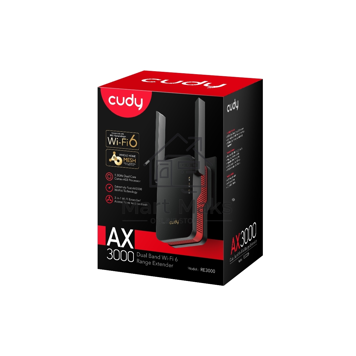 Повторитель беспроводного сигнала Cudy RE3000 AX3000 Wi-Fi черный