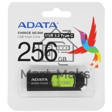 Флешка USB ADATA UC300 (ACHO-UC300-256G-RBK/GN), 256Gb, Type-C USB 3.2, R/W 100/30, черный/зеленый