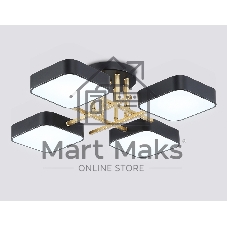 Люстра светодиодная на штанге Ambrella light FL516343/4 BK/GD черный/золото 72W 3000-6000K 550*550*150 (без ПДУ)