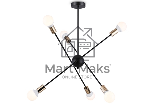 Светильник Ambrella light TR80435/6 BK/GD черный/золото E27/6 max 60W D950*730