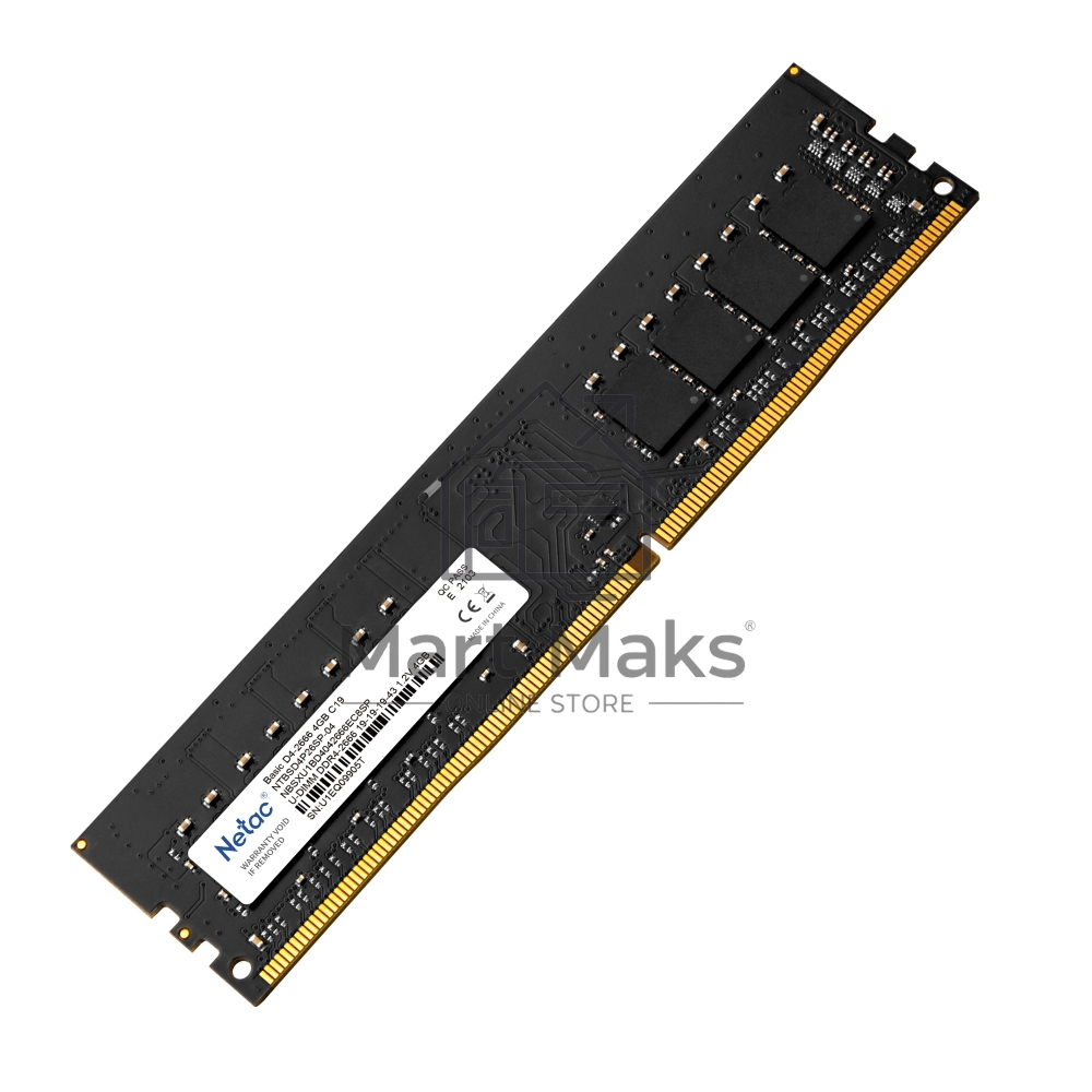 Оперативная память NETAC Basic, DDR4, 4GB (1x4GB), 2666MHz, CL19, DIMM