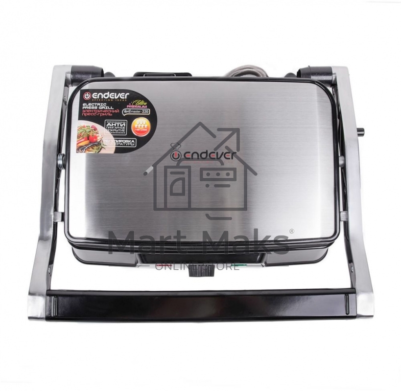 Электрический пресс-гриль Endever Grillmaster 220, серебристый/черный
