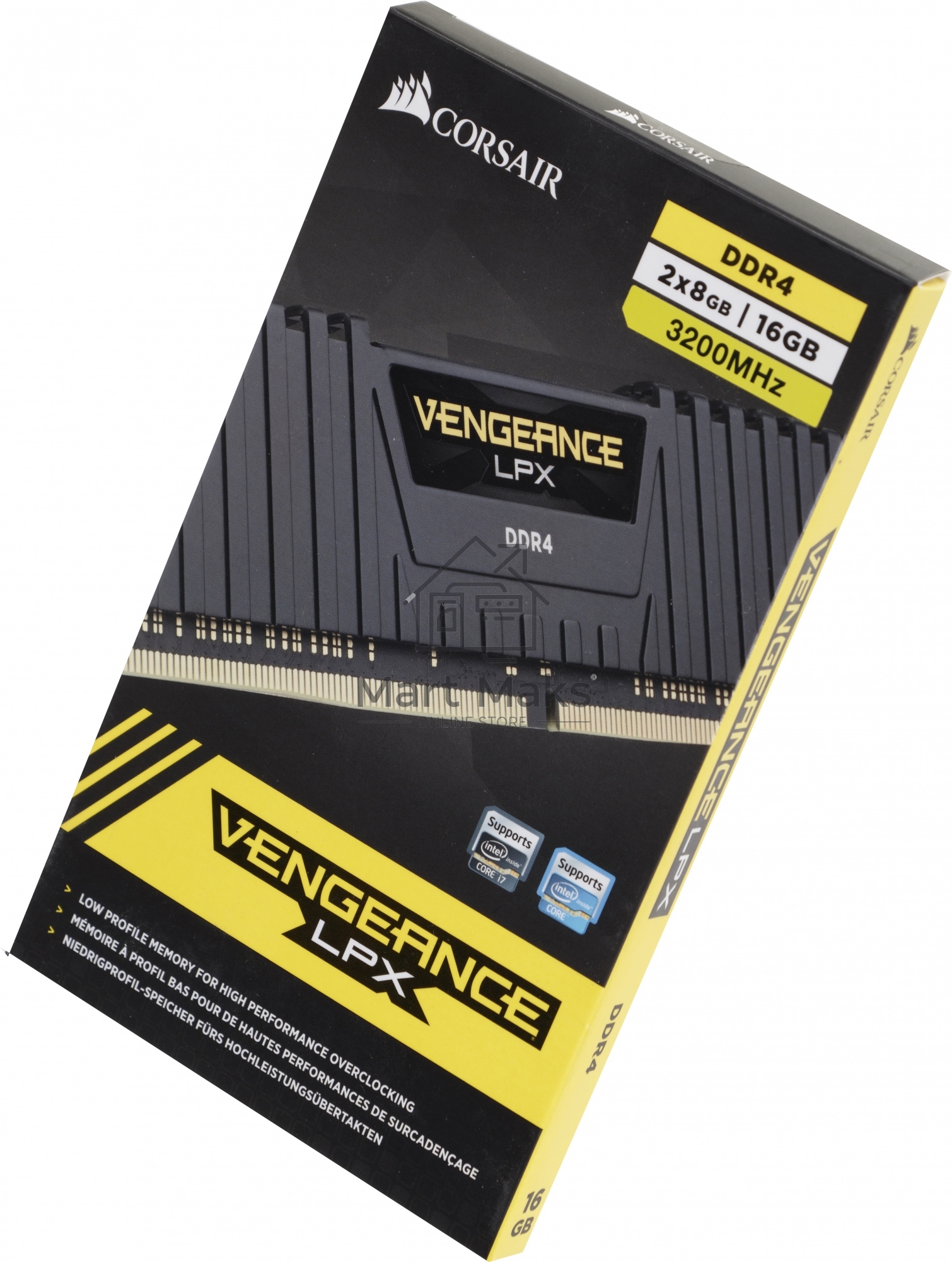 Оперативная память Corsair Vengeance LPX, DDR4, 16GB (2x8GB), 3200MHz, CL16, DIMM, с радиаторами, черный