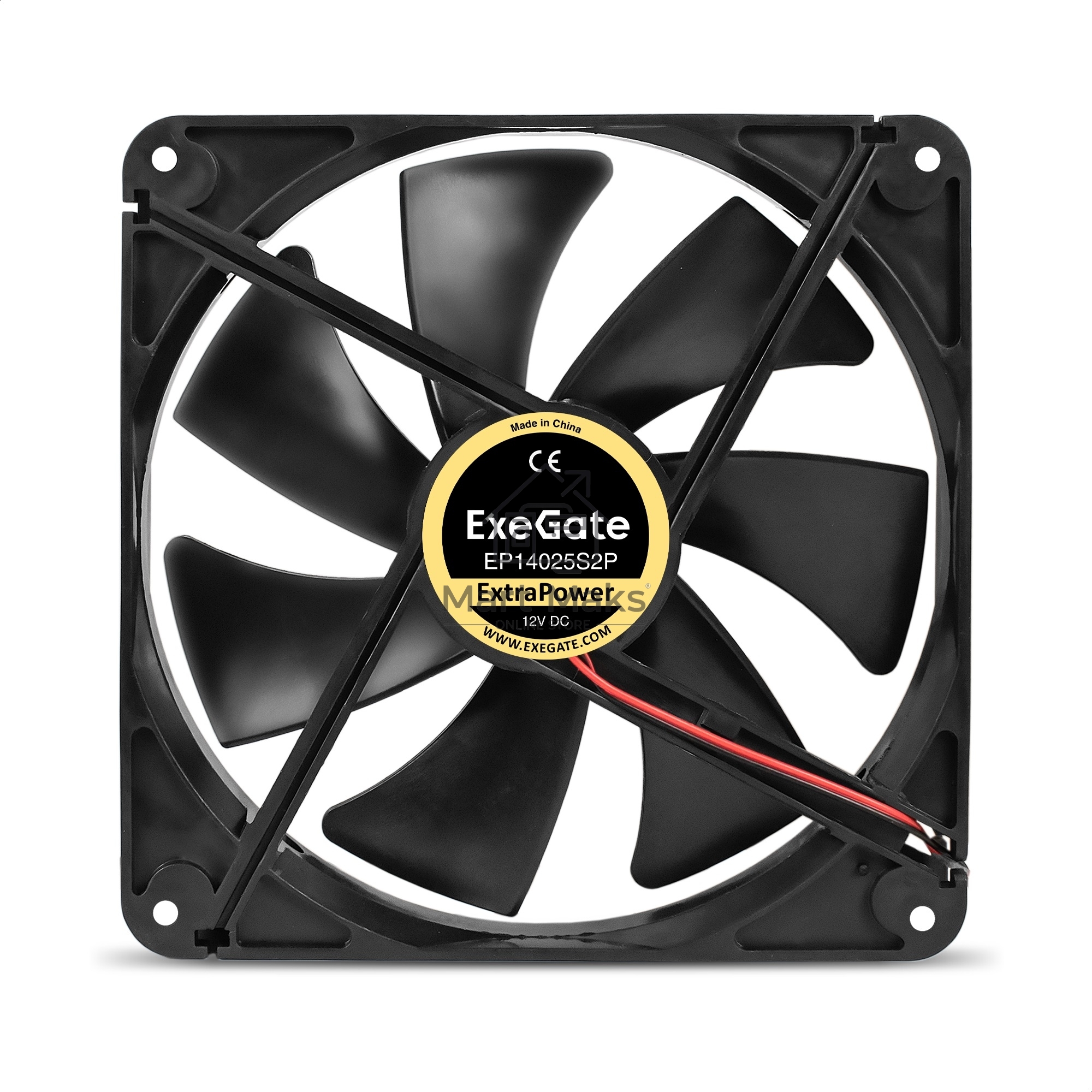 Вентилятор для корпуса ExeGate ExtraPower EP14025S2P черный, 140 мм, 1600 об/мин, 31 дБ, 2 pin