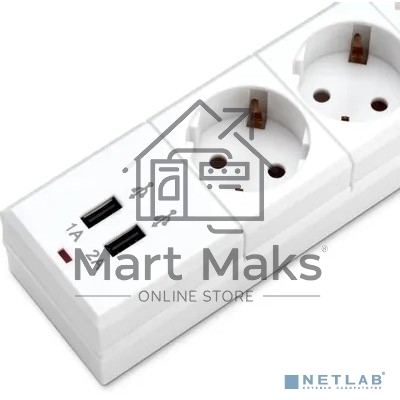 Сетевой фильтр Buro BU-SP1.8_USB_2A-W 1.8м (6 розеток) белый (коробка)