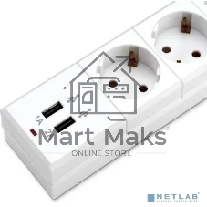 Сетевой фильтр Buro BU-SP1.8 USB 2A-W 1.8 м, 6 розеток, белый, коробка
