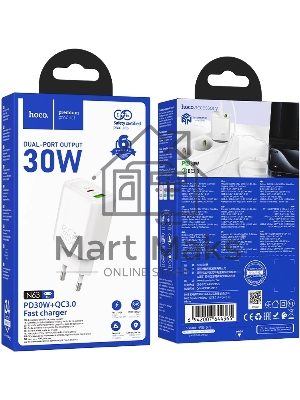 Сетевое зарядное устройство Hoco N63 Gentle 30W 3A (PD+QC) белый